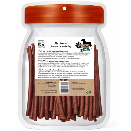 Mr. Pretzel Paluszki z wołowiny 80g -zdjęcie numer 2