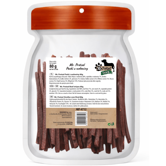 Mr. Pretzel Paski z wołowiny 80g -zdjęcie numer 2